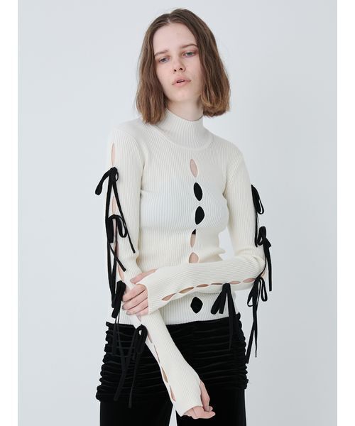 Ribbon Eyelet Top/リボンアイレットトップ（ニット/セーター）｜SORIN