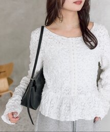 mystic | シャーリングペプラム TOPS(シャツ/ブラウス)