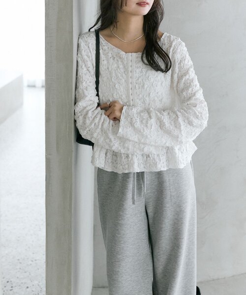 シャーリングペプラム TOPS（シャツ/ブラウス）｜mystic（ミスティック