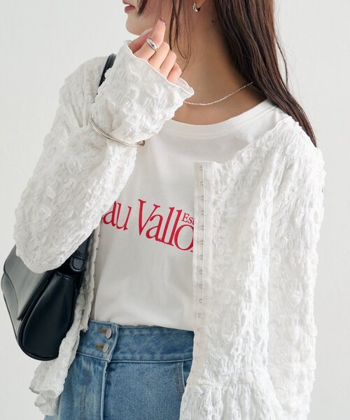 mystic（ミスティック）の「シャーリングペプラム TOPS（シャツ/ブラウス・レディース・オフホワイト/グリーン/ブラック・FREE）」の5枚目の写真