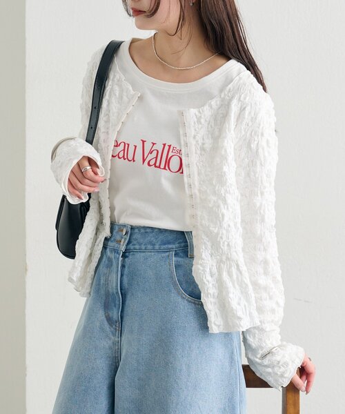 mystic（ミスティック）の「シャーリングペプラム TOPS（シャツ/ブラウス・レディース・オフホワイト/グリーン/ブラック・FREE）」の8枚目の写真