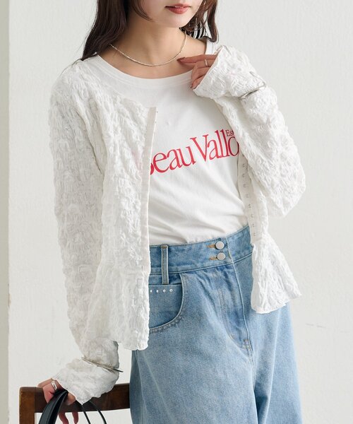 mystic（ミスティック）の「シャーリングペプラム TOPS（シャツ/ブラウス・レディース・オフホワイト/グリーン/ブラック・FREE）」の9枚目の写真