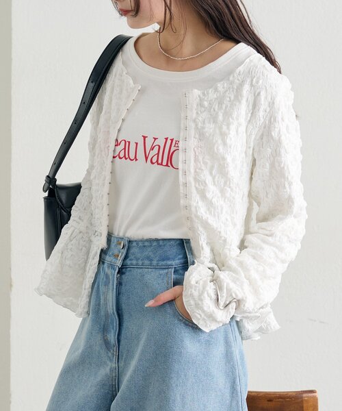 mystic（ミスティック）の「シャーリングペプラム TOPS（シャツ/ブラウス・レディース・オフホワイト/グリーン/ブラック・FREE）」の10枚目の写真