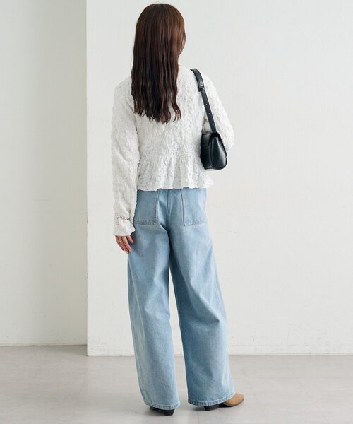 mystic（ミスティック）の「シャーリングペプラム TOPS（シャツ/ブラウス・レディース・オフホワイト/グリーン/ブラック・FREE）」の12枚目の写真