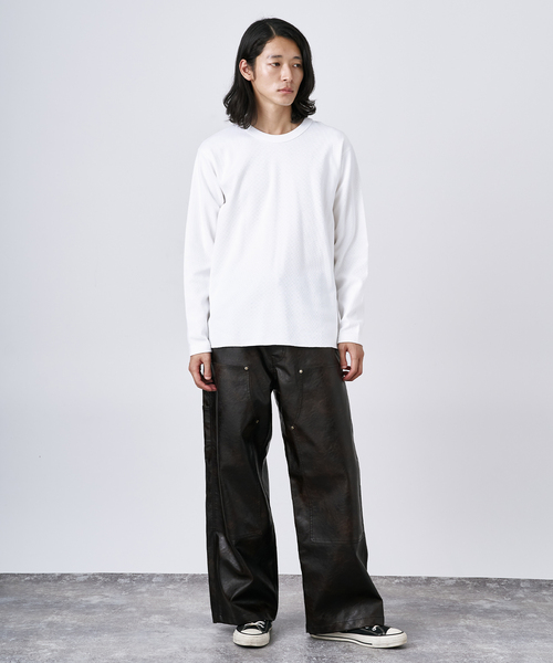 B.C STOCK(ベーセーストック)の「《追加》裏起毛 ハニカムサーマル ロングスリーブTシャツ(Tシャツ/カットソー・メンズ・ホワイト/ホワイト系その他・SMALL/MEDIUM/LARGE)」の3枚目の写真