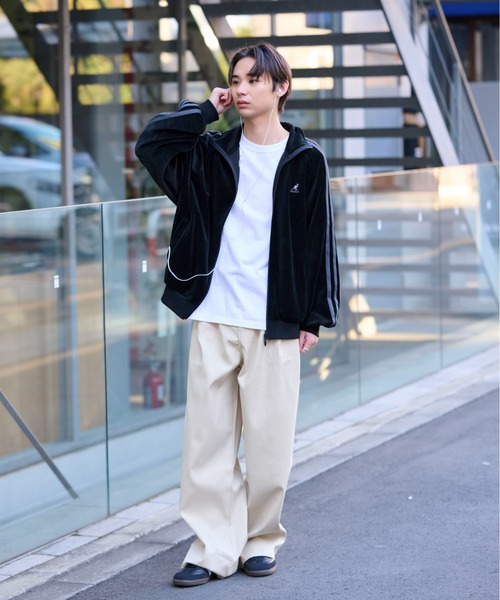 セール】【KANGOL】袖ラインワンポイント刺繍ベロアトラックジャケット