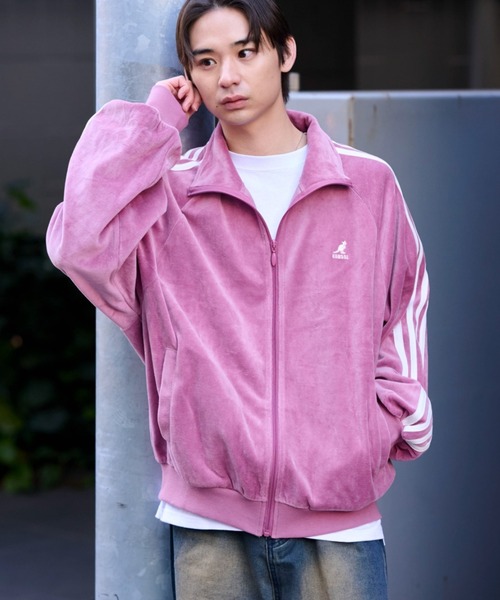 セール】【KANGOL】袖ラインワンポイント刺繍ベロアトラックジャケット