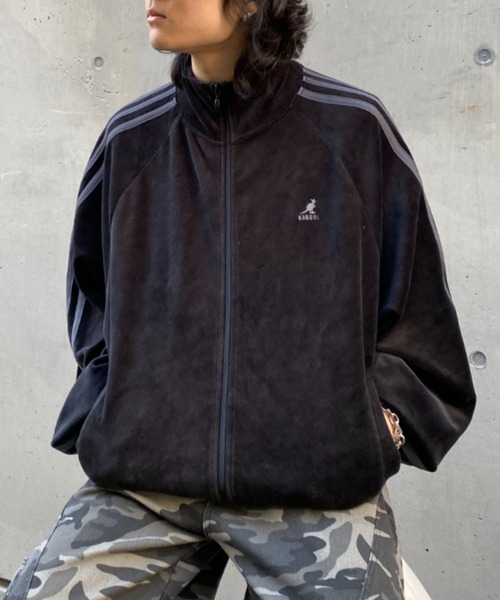 KANGOL】袖ラインワンポイント刺繍ベロアトラックジャケット（ジャージ
