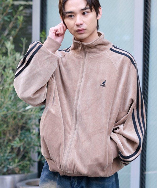 KANGOL（カンゴール）の「【KANGOL】袖ラインワンポイント刺繍ベロアトラックジャケット（ジャージ・レディース・ピンク/ベージュ/チャコール/ブラック・M/L/XL）」の12枚目の写真