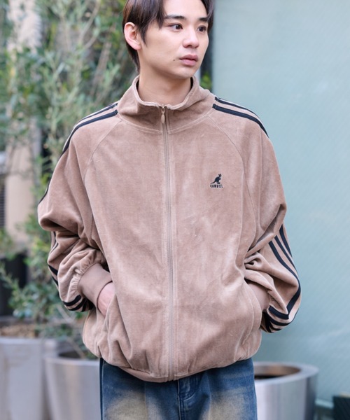 KANGOL（カンゴール）の「【KANGOL】袖ラインワンポイント刺繍ベロアトラックジャケット（ジャージ・レディース・ピンク/ベージュ/チャコール/ブラック・M/L/XL）」の11枚目の写真