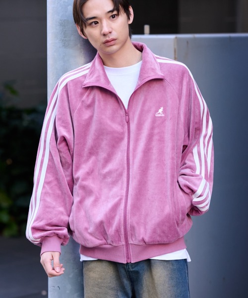 KANGOL（カンゴール）の「【KANGOL】袖ラインワンポイント刺繍ベロアトラックジャケット（ジャージ・レディース・ピンク/ベージュ/チャコール/ブラック・M/L/XL）」の14枚目の写真