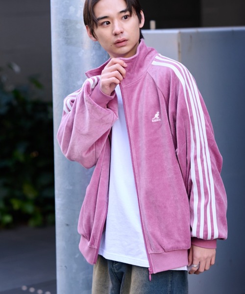 KANGOL（カンゴール）の「【KANGOL】袖ラインワンポイント刺繍ベロアトラックジャケット（ジャージ・レディース・ピンク/ベージュ/チャコール/ブラック・M/L/XL）」の13枚目の写真