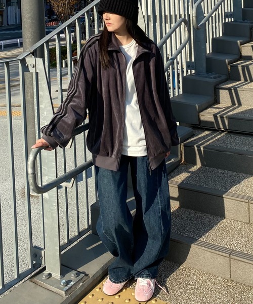 KANGOL（カンゴール）の「【KANGOL】袖ラインワンポイント刺繍ベロアトラックジャケット（ジャージ・レディース・ピンク/ベージュ/チャコール/ブラック・M/L/XL）」の21枚目の写真