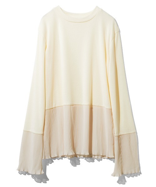 MEDE19F(メデジュウキュウ)の「MEDE19F プリーツドッキングトップス(Tシャツ/カットソー・レディース・チャコールグレー/アイボリー/ブラック・M)」の8枚目の写真