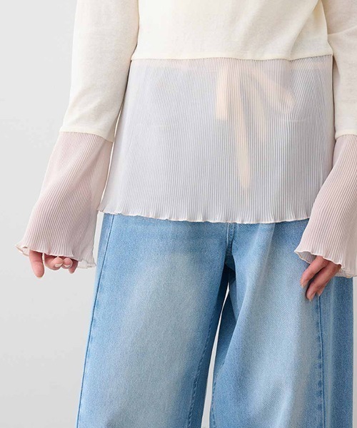 MEDE19F(メデジュウキュウ)の「MEDE19F プリーツドッキングトップス(Tシャツ/カットソー・レディース・チャコールグレー/アイボリー/ブラック・M)」の11枚目の写真