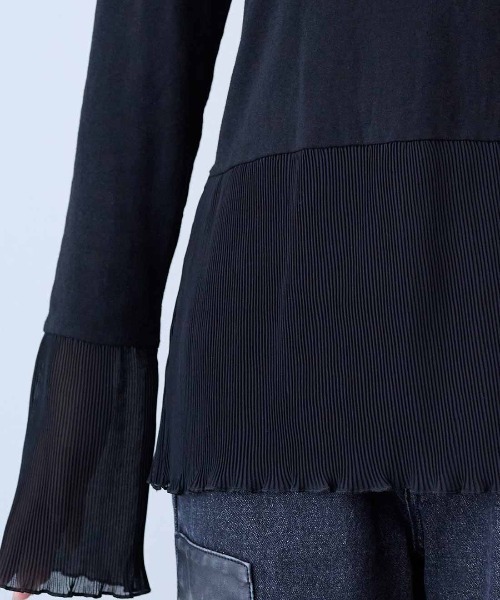 MEDE19F(メデジュウキュウ)の「MEDE19F プリーツドッキングトップス(Tシャツ/カットソー・レディース・チャコールグレー/アイボリー/ブラック・M)」の13枚目の写真