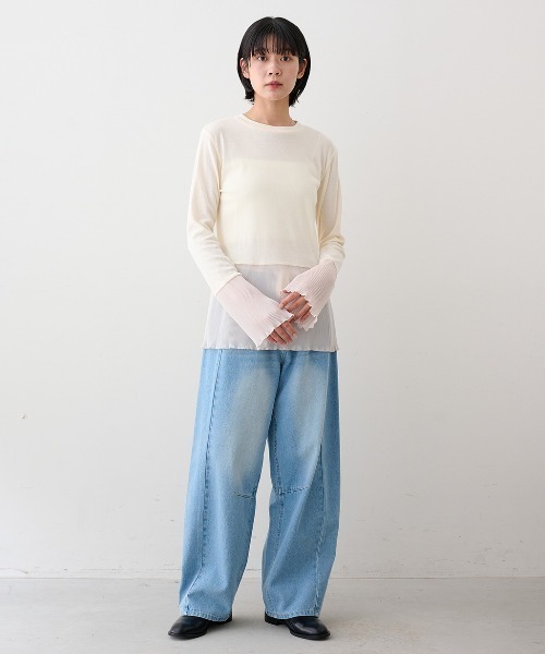 MEDE19F(メデジュウキュウ)の「MEDE19F プリーツドッキングトップス(Tシャツ/カットソー・レディース・チャコールグレー/アイボリー/ブラック・M)」の22枚目の写真