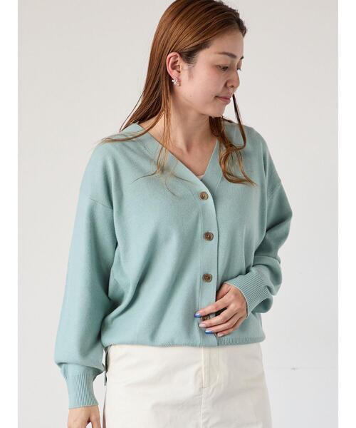 Lugnoncure（ルノンキュール）の「もちもちVネックカーディガン（カーディガン/ボレロ・レディース・ミント/イエロー/チャコールグレー/グレー・F）」の4枚目の写真