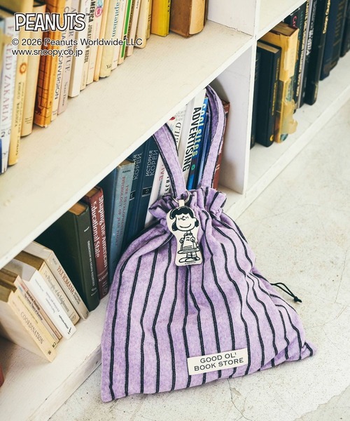 GLOBAL WORK（グローバルワーク）の「PEANUTS/チャーム付きパイル生地トート/634366（トートバッグ・レディース・チャコールグレー/アイボリー/ラベンダー・FREE）」の3枚目の写真