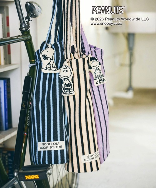 GLOBAL WORK（グローバルワーク）の「PEANUTS/チャーム付きパイル生地トート/634366（トートバッグ・レディース・チャコールグレー/アイボリー/ラベンダー・FREE）」の6枚目の写真