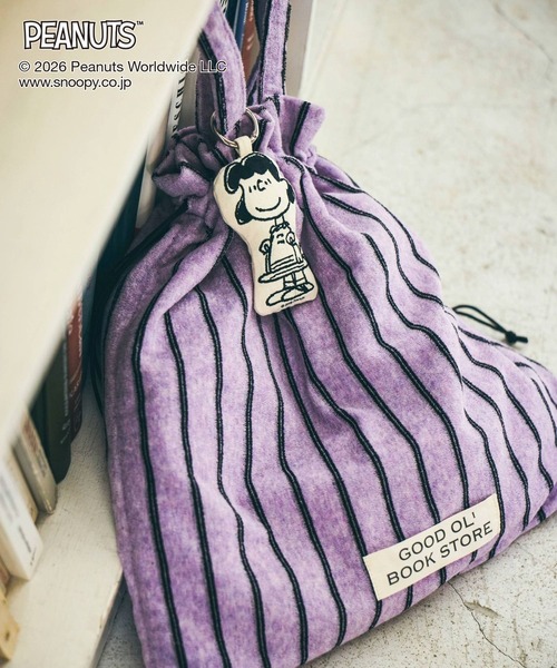 GLOBAL WORK（グローバルワーク）の「PEANUTS/チャーム付きパイル生地トート/634366（トートバッグ・レディース・チャコールグレー/アイボリー/ラベンダー・FREE）」の13枚目の写真