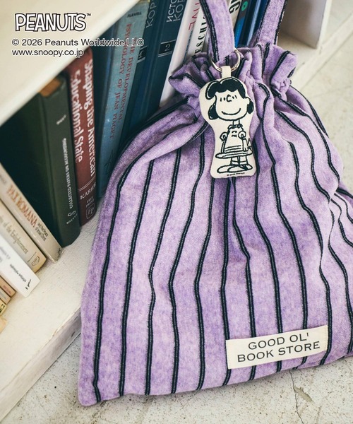 GLOBAL WORK（グローバルワーク）の「PEANUTS/チャーム付きパイル生地トート/634366（トートバッグ・レディース・チャコールグレー/アイボリー/ラベンダー・FREE）」の14枚目の写真