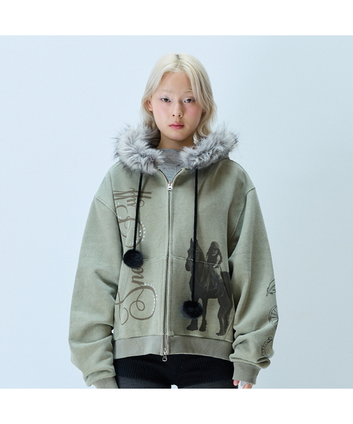 LARTIGENT(ラーティゼン)の「L21 SNOW FUR HOOD ZIP-UP(KHAKI)(パーカー・レディース・その他・FREE)」の1枚目の写真