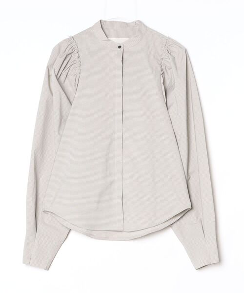 TODAYFUL（トゥデイフル）の「Puffshoulder Check Blouse（Tシャツ/カットソー・メンズ・ベージュ/グレー・FREE）」の2枚目の写真