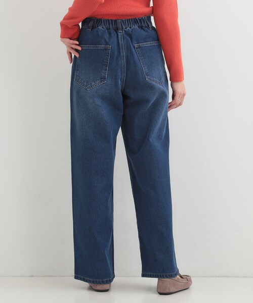 SHOO・LA・RUE（シューラルー）の「【あったか/S-LL】脚のラインを拾いにくい 裏微起毛 デニムワイドパンツ（デニムパンツ・レディース・ネイビー/ブルー・03/02/01/04）」の8枚目の写真