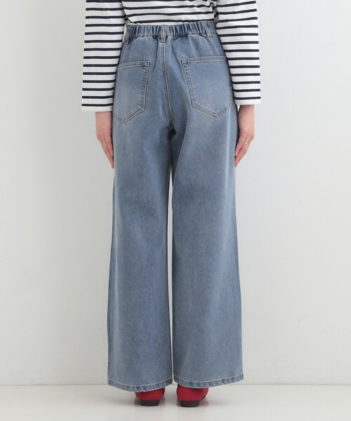 SHOO・LA・RUE（シューラルー）の「【あったか/S-LL】脚のラインを拾いにくい 裏微起毛 デニムワイドパンツ（デニムパンツ・レディース・ネイビー/ブルー・03/02/01/04）」の20枚目の写真