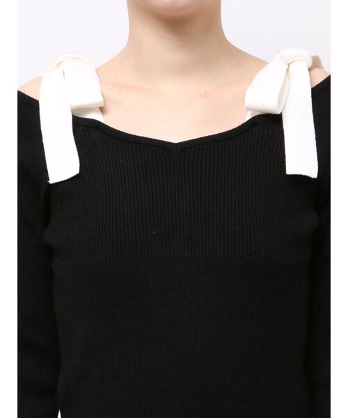 dazzlin（ダズリン）の「【WEB限定】ショルダーリボンニットトップス（ニット/セーター・レディース・ピンク/その他1/オフホワイト/ブラック・FREE）」の14枚目の写真