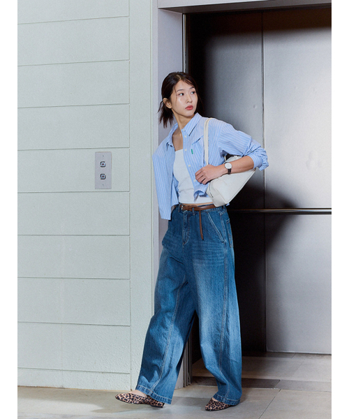 Bb' BENETTON（ビーフラットベネトン）の「ワイドウォッシュデニムパンツ（インディゴ）（デニムパンツ・レディース・その他・S/M）」の3枚目の写真