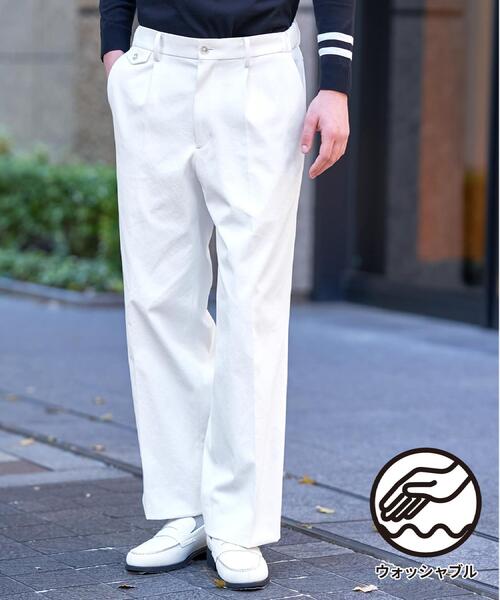 【ウォッシャブル】サイドゴア シェルタリングワイドパンツ