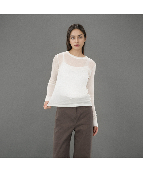 ACUD(アクド)の「Long Sleeve Slim T-shirt _White(Tシャツ/カットソー・レディース・ホワイト・FREE)」の1枚目の写真