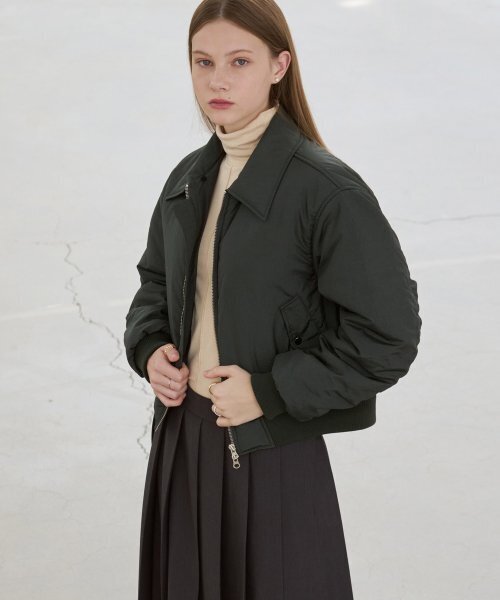 DRAWFIT WOMEN（ドローフィットウーマン）の「パルスボリュームパーカラー春ボンバージャケット[KHAKI GREY]（ブルゾン・レディース・その他・FREE）」の6枚目の写真