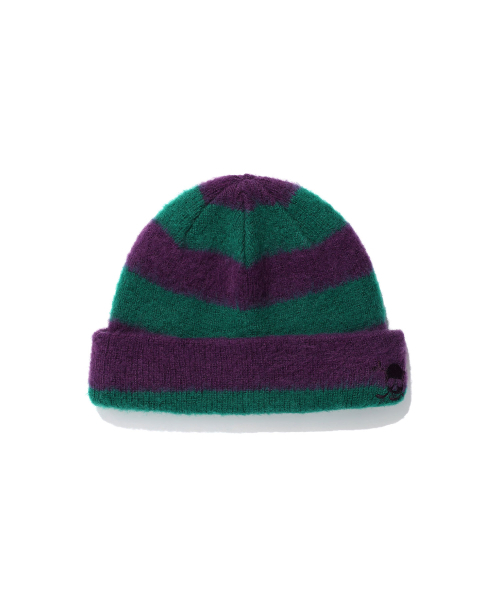セール】STRIPE SKULL BEANIE_PURPLE(NG2EFUAB22A)（ニットキャップ