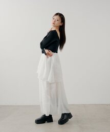 Chico | 【SALON by Chico】パール付きドッキングタックボリュームワンピース(ワンピース)