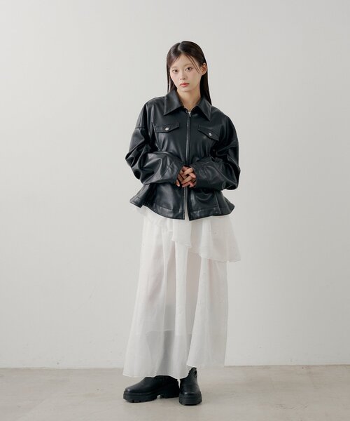 Chico(チコ)の「【SALON by Chico】パール付きドッキングタックボリュームワンピース(ワンピース・レディース・ブラック/アイボリー/ブラック系その他・FREE)」の9枚目の写真