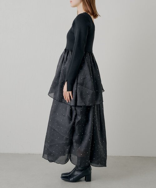 Chico(チコ)の「【SALON by Chico】パール付きドッキングタックボリュームワンピース(ワンピース・レディース・ブラック/アイボリー/ブラック系その他・FREE)」の13枚目の写真