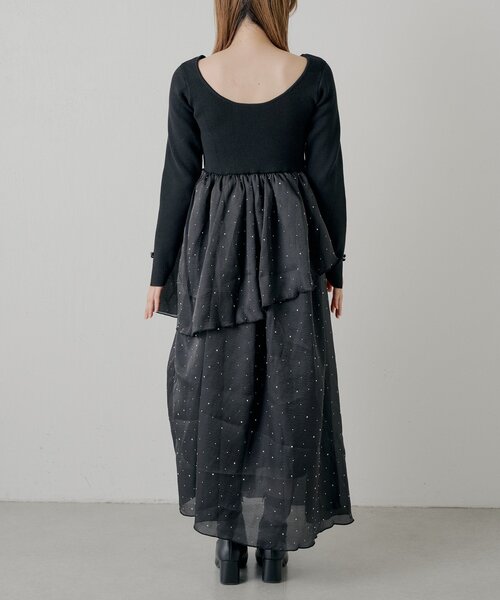 Chico(チコ)の「【SALON by Chico】パール付きドッキングタックボリュームワンピース(ワンピース・レディース・ブラック/アイボリー/ブラック系その他・FREE)」の14枚目の写真