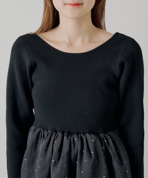 Chico(チコ)の「【SALON by Chico】パール付きドッキングタックボリュームワンピース(ワンピース・レディース・ブラック/アイボリー/ブラック系その他・FREE)」の15枚目の写真