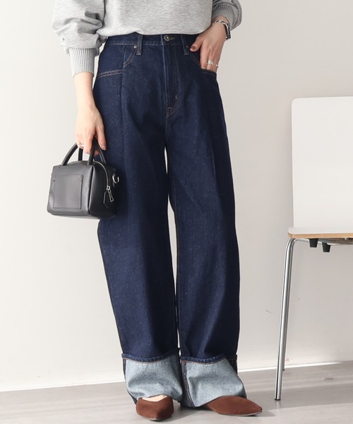 AMERICAN HOLIC（アメリカンホリック）の「ロールアップデニムパンツ（デニムパンツ・レディース・ブルー系その他/ワンウォッシュ・S/L/M）」の2枚目の写真