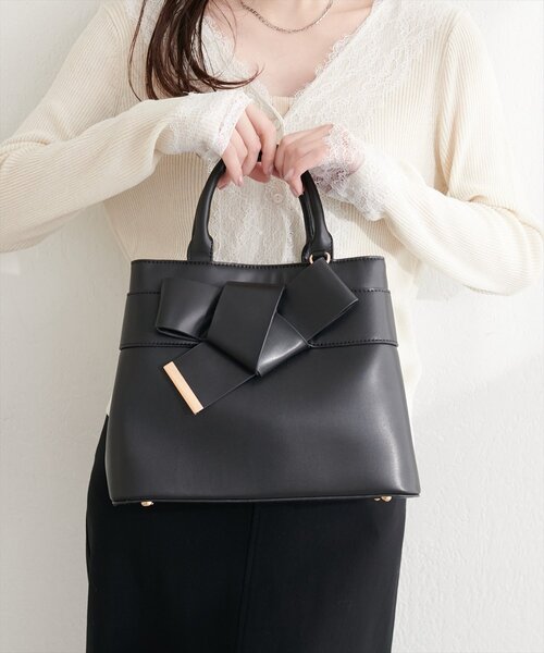 natural couture（ナチュラルクチュール）の「合皮リボンアイコンバッグ（ショルダーバッグ・レディース・サックスブルー/アイボリー/レッド/モカ/ブラック・FREE）」の17枚目の写真