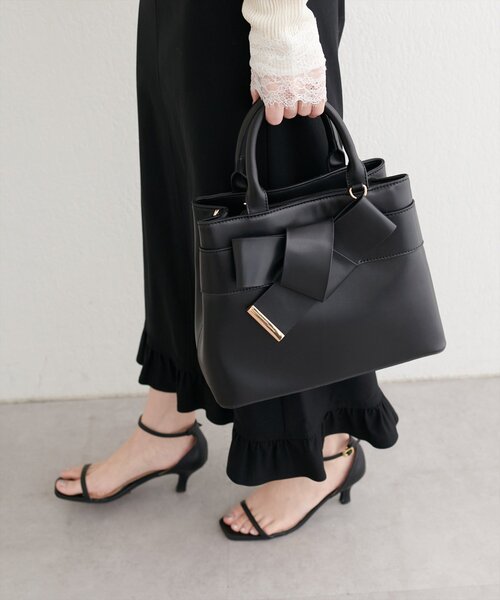 natural couture（ナチュラルクチュール）の「合皮リボンアイコンバッグ（ショルダーバッグ・レディース・サックスブルー/アイボリー/レッド/モカ/ブラック・FREE）」の18枚目の写真