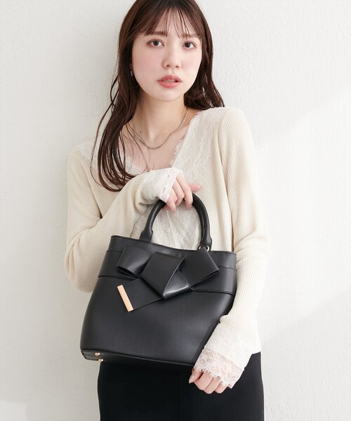 natural couture（ナチュラルクチュール）の「合皮リボンアイコンバッグ（ショルダーバッグ・レディース・サックスブルー/アイボリー/レッド/モカ/ブラック・FREE）」の19枚目の写真