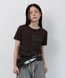 PARAKEET（パラキート）の「マシュマロレタリングTシャツ（ブラウン）（Tシャツ/カットソー）」