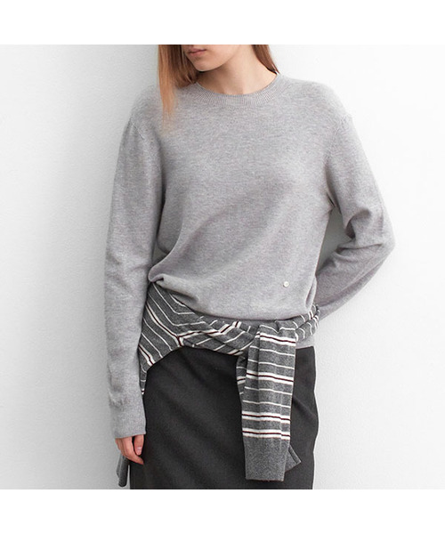 ATELIER NAIN(アトリエナイン)の「(T-7153)ESSENTIAL WHOLE GARMENT ROUND NECK KNIT(ニット/セーター・レディース・アイボリー/ブラック/ライトグレー・FREE)」の1枚目の写真