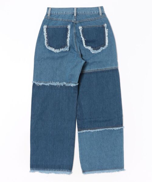 MIRROR STOKE(ミラーストーク)の「【ZOZO限定】PATCHWORK DENIM PANTS/パッチワークデニムパンツ(デニムパンツ・レディース・ブラック/サックスブルー・MEDIUM/LARGE)」の3枚目の写真