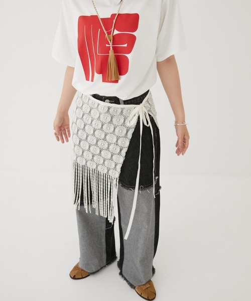 MIRROR STOKE(ミラーストーク)の「【ZOZO限定】PATCHWORK DENIM PANTS/パッチワークデニムパンツ(デニムパンツ・レディース・ブラック/サックスブルー・MEDIUM/LARGE)」の12枚目の写真