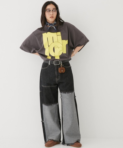 MIRROR STOKE(ミラーストーク)の「【ZOZO限定】PATCHWORK DENIM PANTS/パッチワークデニムパンツ(デニムパンツ・レディース・ブラック/サックスブルー・MEDIUM/LARGE)」の8枚目の写真